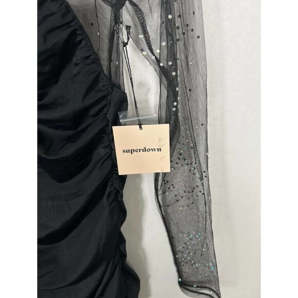 NWT Superdown Black Milla Sparkle‎ Long Sleeve Mini Dress Size Small​ - Picture 6 of 11
